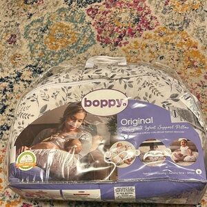 Boppy Original Pillow with Gray and White Leaf Design